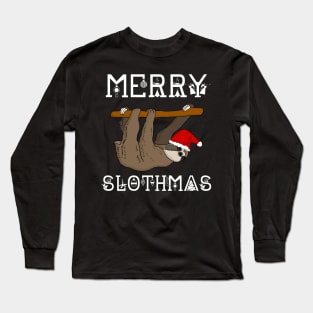 Merry Slothmas Sunny Santa Sloth Long Sleeve T-Shirt